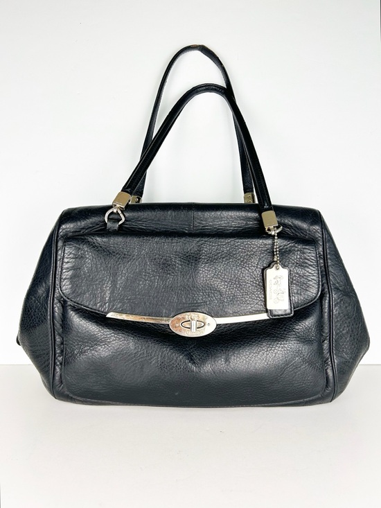 Coach Handbags - Coach Madison Madeline Black Leather Flap Purse Bag Satchel